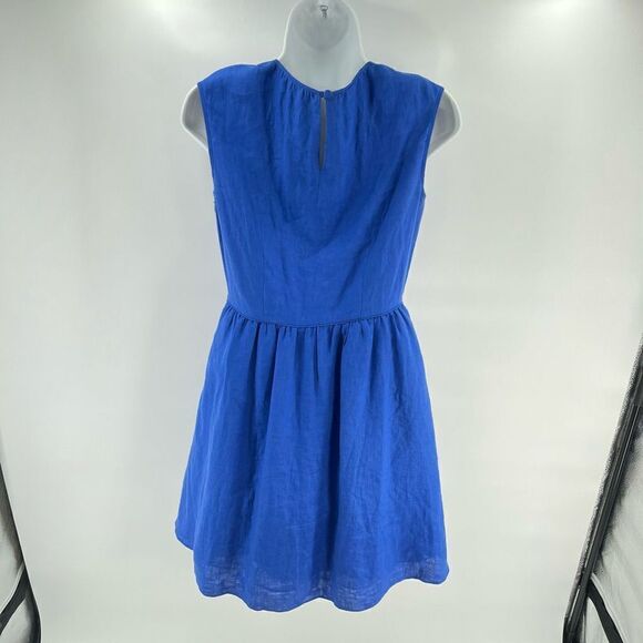 J crew Women's Linen Blue Side Zip Mini Dress Size 2 - Picture 8 of 12